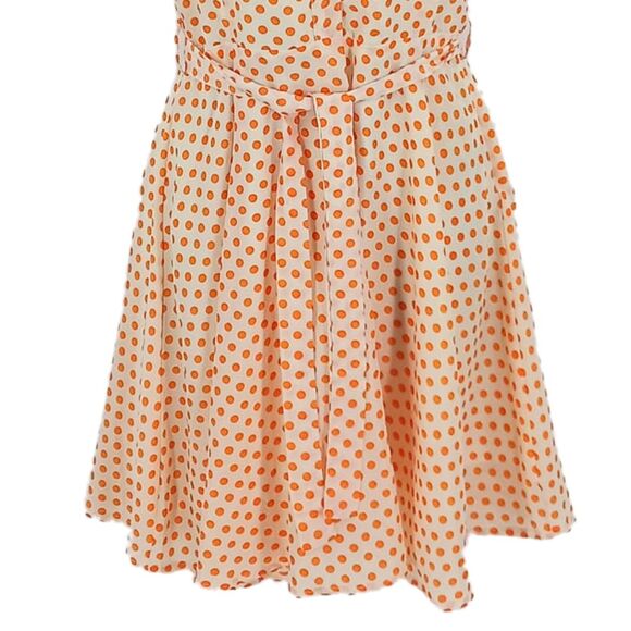 Snow Traffic Ivory & Orange Polka Dot Sleeveless Mini Dress Sz Medium - Picture 5 of 7